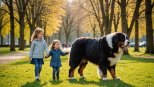 découvrez la touchante complicité entre une petite fille et son imposant bouvier bernois lors d'une promenade émouvante. une vidéo qui illustre la beauté de l'amitié entre l'enfant et son fidèle compagnon à quatre pattes.