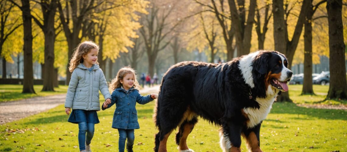 découvrez la touchante complicité entre une petite fille et son imposant bouvier bernois lors d'une promenade émouvante. une vidéo qui illustre la beauté de l'amitié entre l'enfant et son fidèle compagnon à quatre pattes.